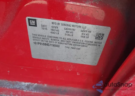 2016 Chevrolet Cruze Limited 1Lt Auto z USA, uszkodzony, nr VIN 1G1PE5SB4G7196563